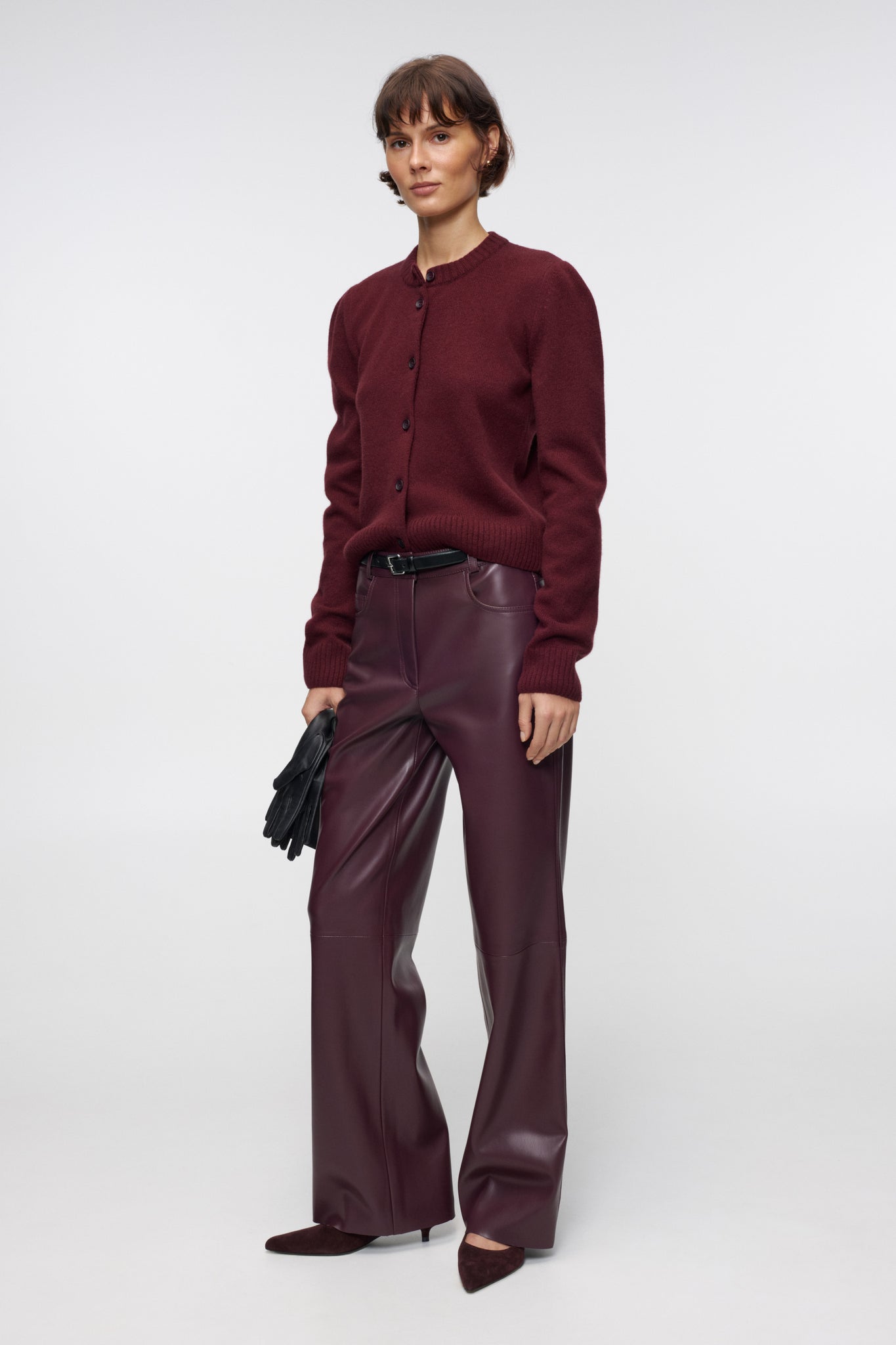 Wine Leather Pants