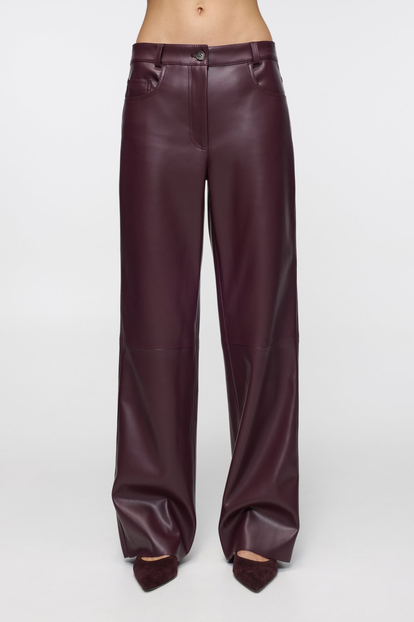 Wine Leather Pants