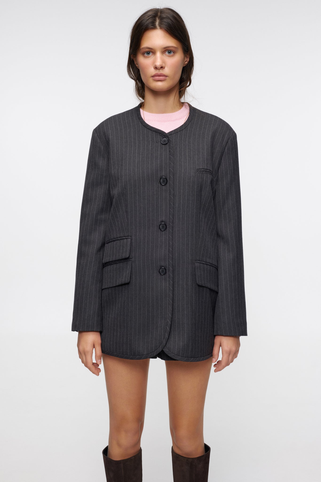 Autumn Noir Pinstripe Blazer
