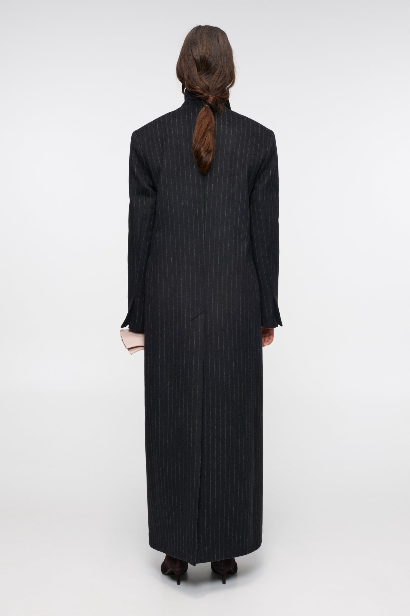 Charcoal Stripe Maxi Coat