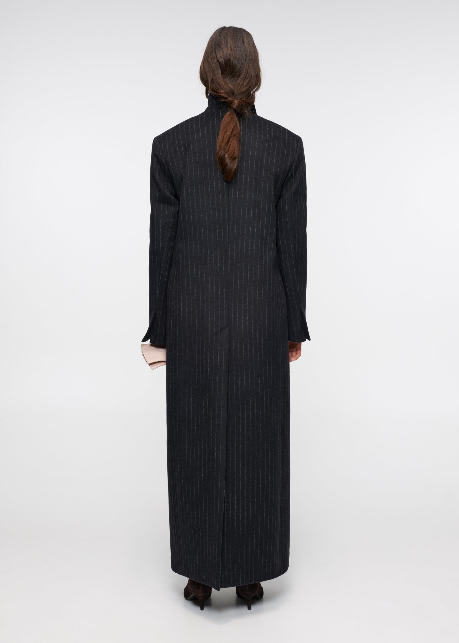 Charcoal Stripe Maxi Coat