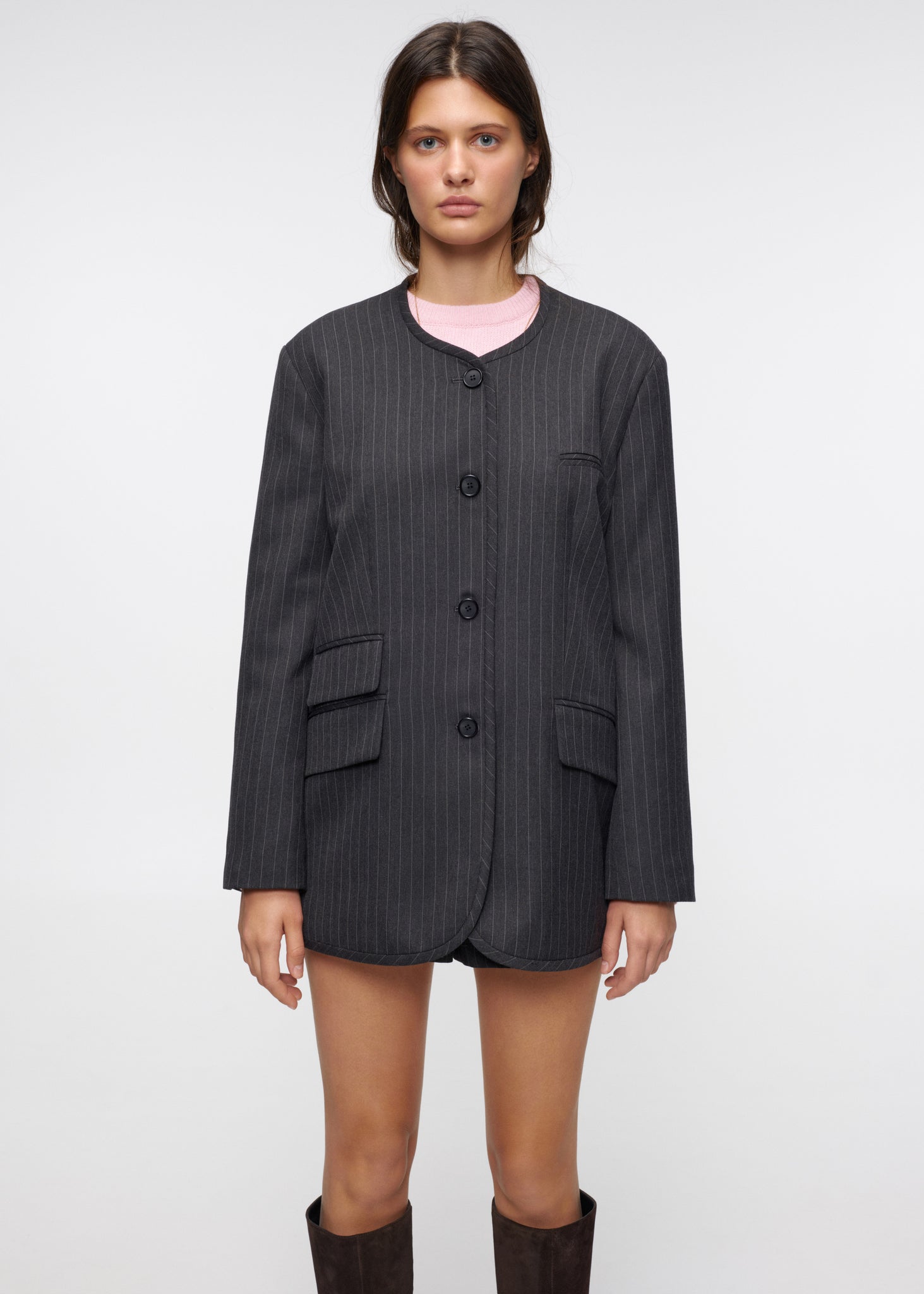 Autumn Noir Pinstripe Blazer