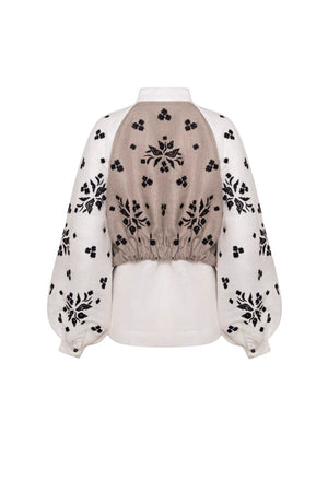 Blouse with keptarik “Yavorivskyi divotsvit” (black ornament)