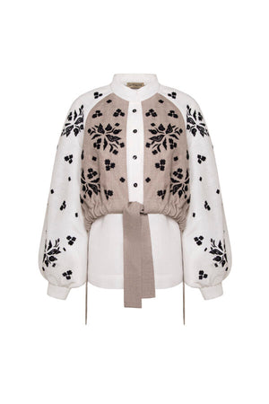 Blouse with keptarik “Yavorivskyi divotsvit” (black ornament)