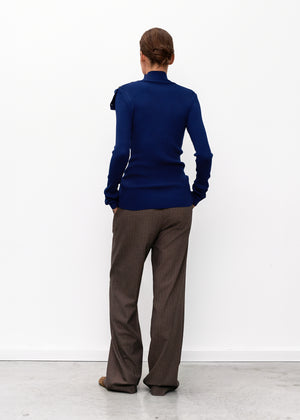 Indigo Viscose High Collar Sweater